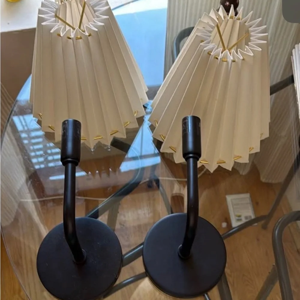 2 Mitzi Black Wall Sconce with White Pleated Shade